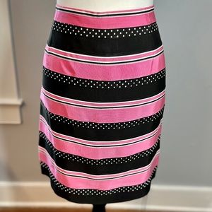 Fornash Pink/Blk/Wht grosgrain ribbon skirt. Size 10. Length 19”. Like new!